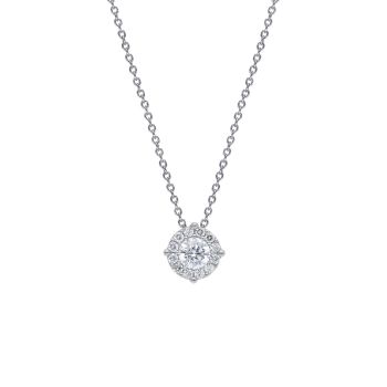 Κολιέ λευκόχρυσο κ9 ροζέτα με λευκά ζιργκόν (code S214157 )
