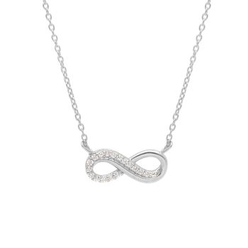 Κολιέ άπειρο απο λευκό χρυσό Κ9 με λευκά ζιργκόν (code S218519)
