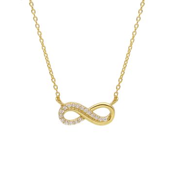 Κολιέ άπειρο απο χρυσό Κ9 με λευκά ζιργκόν (code S218520)