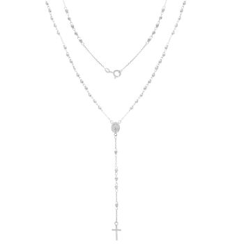 Κολιέ ροζάριο απο λευκόχρυσο κ14  (code S220667)