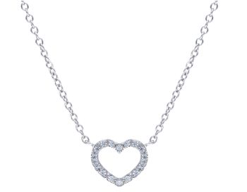 Κολιέ καρδούλα απο λευκό χρυσό Κ9 με καρφωμένα ζιργκόν (code S222144)