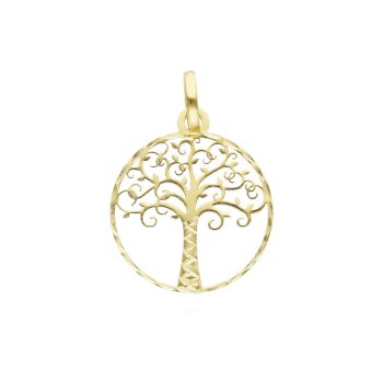 Mενταγιόν απo κίτρινο χρυσό Κ14 με το δέντρο της ζωής  (code S252107)