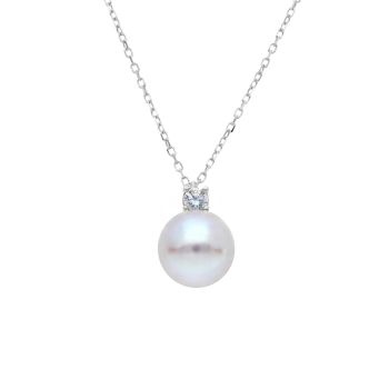 Girocollo in oro bianco κ14 con Perla e zirconio cubico (code S264718)