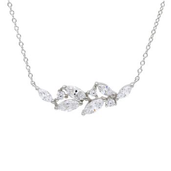 Κολιέ λευκόχρυσο κ9 με λευκά ζιργκόν (code S274935 )
