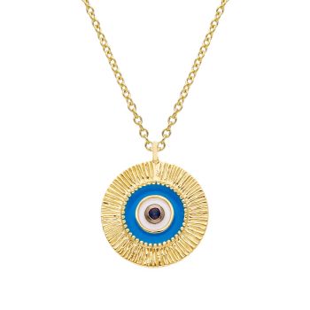 Collana in Oro con Occhio, Effetto Intrecciato e Zaffiro da 0.010ct