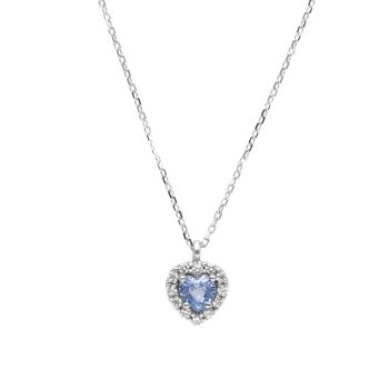 Girocollo a Rosetta in Oro Bianco 9K con Blue Topaz Sintetico (code S286813)