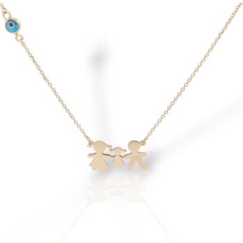 Κολιέ οικογένεια απο ροζ χρυσό k14  (code AL2278)