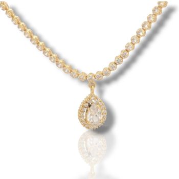 Κολιέ απο χρυσό κ14 με λευκά ζιργκόν (code AL2820)