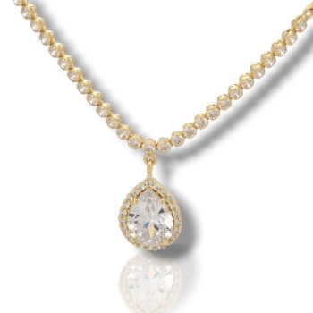 Κολιέ απο χρυσό κ14 με λευκά ζιργκόν (code AL2821)