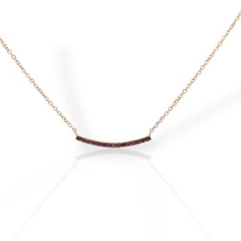 Κολιέ μπάρα απο ροζ χρυσό κ9 με φούξια ζιργκόν (code Μ2274)