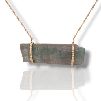 Κολιέ απο ροζ χρυσό κ18 με Τουρμαλίνη και διαμάντια (code M2454)