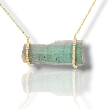 Κολιέ απο χρυσό κ18 με Τουρμαλίνη και διαμάντια (code M2453)