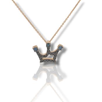 Girocollo Corona in oro rosa k18 con diamanti (code P1901)
