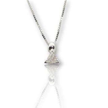 White gold single stone necklace k18 with diamond (code T2506)
