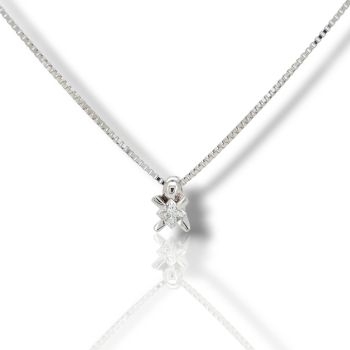 White gold single stone necklace k18 with diamond (code T2398)