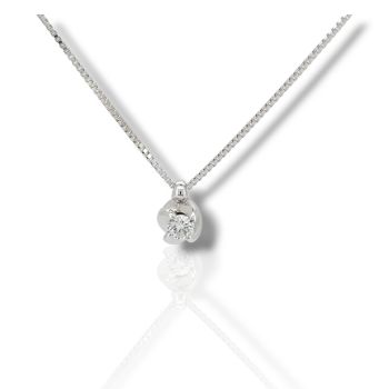 Single stone necklace k18 with diamond  (code T2727)