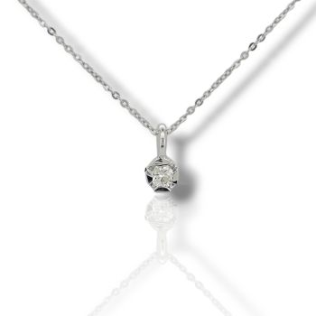 White gold single stone necklace k18 with diamond (code T2853)