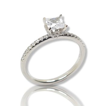 Anello solitario in oro bianco k14 con zirconia cubica (code N2312)