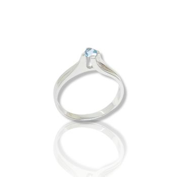 Anello solitario in oro bianco k18 con topazio blu (code T1993)