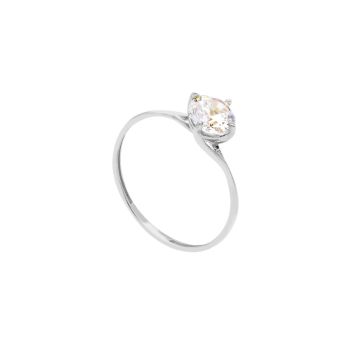 Anello solitario in oro bianco k14 con zirconia cubica (code S210238)