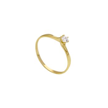 Δαχτυλίδι μονόπετρο χρυσό κ14 με λεπτό σκελετό με ζιργκόν (codeS244497)