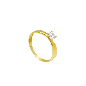 Δαχτυλίδι μονόπετρο απο χρυσό κ14 με  ζιργκόν  (code S253163)