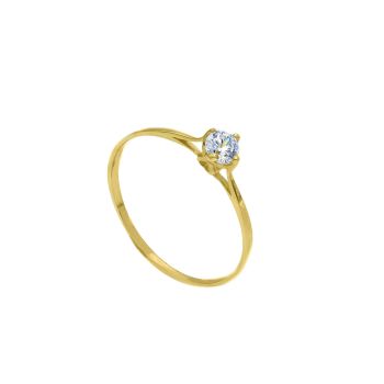 Anello solitario in oro giallo k14 con zirconia cubica (code S253165)