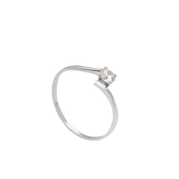 Anello solitario in oro bianco k14 con zirconia cubica (code S253263)