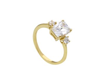 Μονόπετρο δαχτυλίδι απο  χρυσό Κ14 με καρφωμένα ζιργκόν (code S269374)