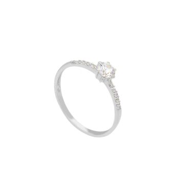 Anello solitario in oro bianco k9 con zirconia cubica (code S275087)