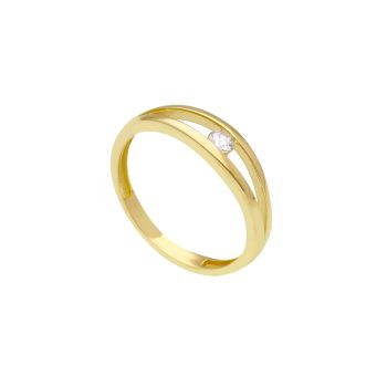 Δαχτυλίδι μονόπετρο απο χρυσό κ14 με ζιργκόν (code S275443)