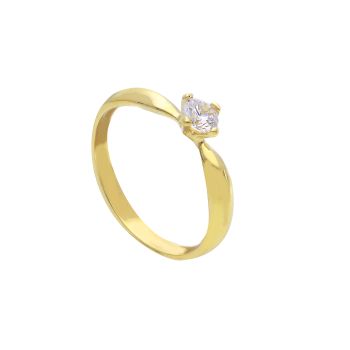 Δαχτυλίδι μονόπετρο απο χρυσό κ14 με ζιργκόν (code S279698)