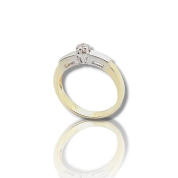 Anello solitario in oro giallo e bianco k14 con zirconia cubica (code M2849)