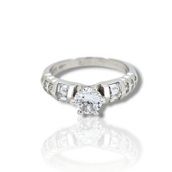 Δαχτυλίδι μονόπετρο απο λευκόχρυσο κ14 με ζιργκόν (code M2885)