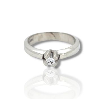 Δαχτυλίδι μονόπετρο απο λευκόχρυσο κ14 με ζιργκόν (code M2887)
