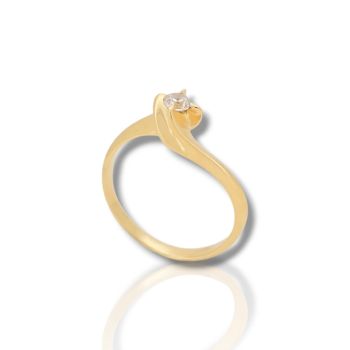 Δαχτυλίδι μονόπετρο απο χρυσό κ14 με ζιργκόν (code M2901)