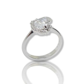 Anello solitario in oro bianco k14 con zirconia cubica (code M2445)