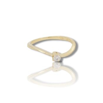 Anello solitario in oro giallo k14 con zirconia cubica (code S232659)