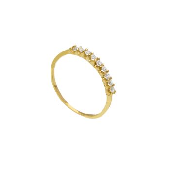 RING - NARROW BAND k14 gold ring with white zirkons (S244525)