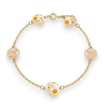 Golden bunnies bracelet k14 (code AL 2067)