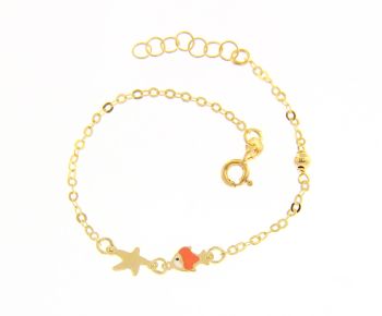 Βραχιόλι αστεράκι & ψαράκι απο κίτρινο χρυσό Κ9 (code S222533)