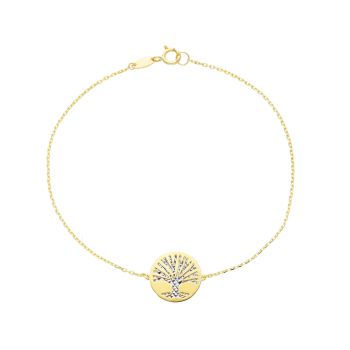 Yellow Gold K9 Bracelet with the tree of life (code S248842)