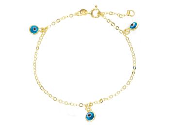 Βραχιόλι απο χρυσό κ14 με ματάκια  (code S254847)