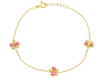 Βραχιόλι πεταλουδίτσες απο κίτρινο χρυσό Κ14 (code S270371)