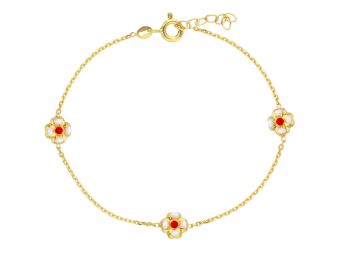 Βραχιόλι λουλουδάκια απο κίτρινο χρυσό Κ14 (code S271490)