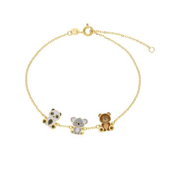 Βραχιόλι χρυσό κ9 με ζωάκια (code S279002 )