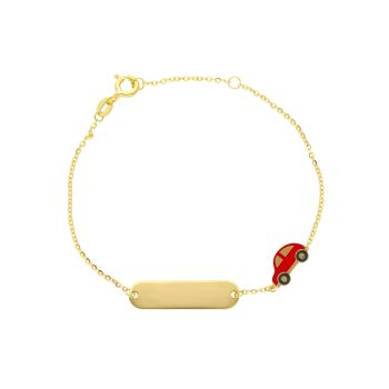 Βραχιόλι - ταυτότητα απο χρυσό κ9 με αυτοκινητάκι (code  S279004)