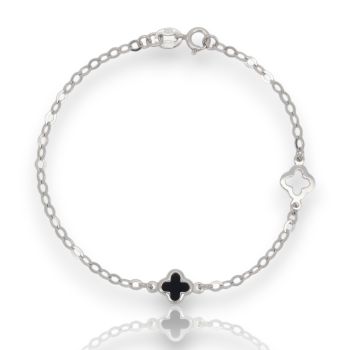 Bracciale in oro bianco k9 con 2 Croci (code AL2156)