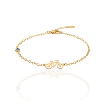 Bracciale in oro giallo k9 con bicicletta e occhio Greco  (code AL2362)