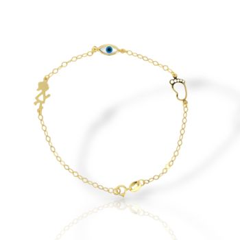 Βραχιόλι χρυσό κ9 με κοριτσάκι (code AL2832)